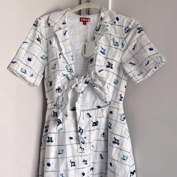 STAUD Giorgiana Linen Dress Pup Print - Picture 5 of 9